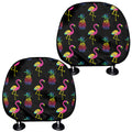 Rainbow Pineapple And Flamingo Print Car Headrest Covers