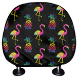 Rainbow Pineapple And Flamingo Print Car Headrest Covers