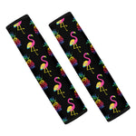Rainbow Pineapple And Flamingo Print Car Seat Belt Covers