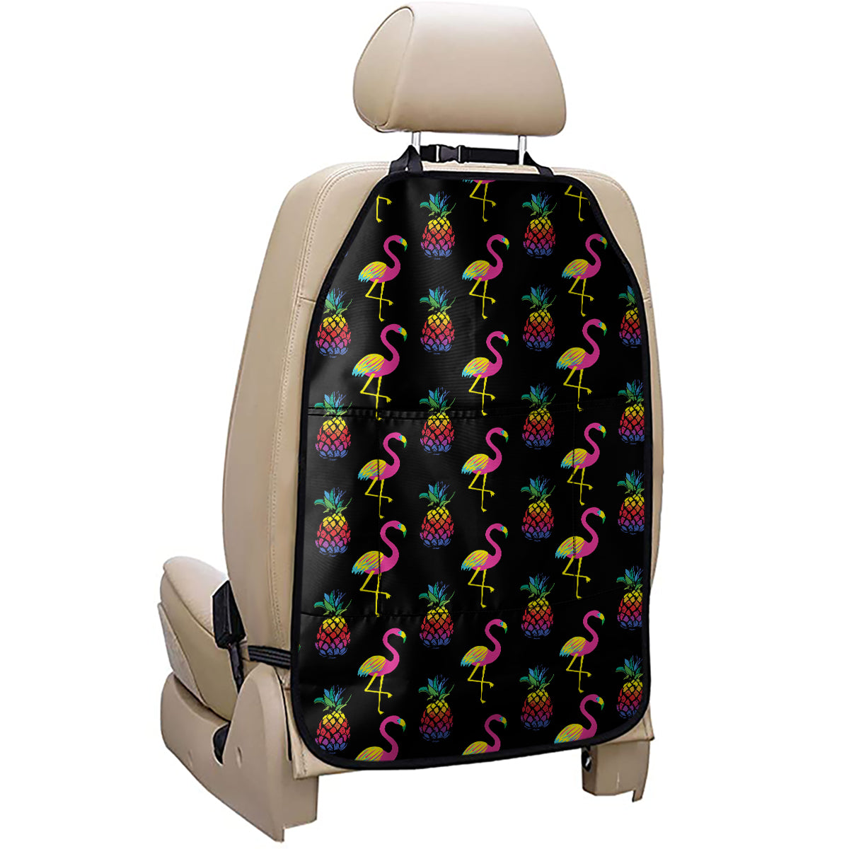 Rainbow Pineapple And Flamingo Print Car Seat Organizers