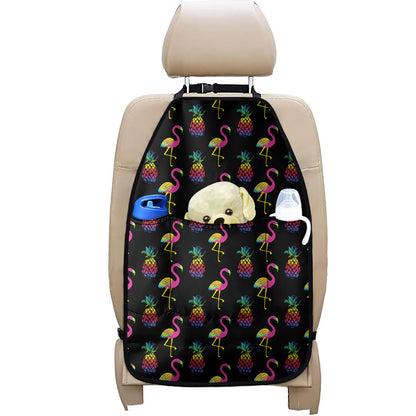 Rainbow Pineapple And Flamingo Print Car Seat Organizers