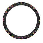 Rainbow Pineapple And Flamingo Print Car Steering Wheel Cover