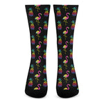 Rainbow Pineapple And Flamingo Print Crew Socks