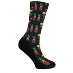 Rainbow Pineapple And Flamingo Print Crew Socks