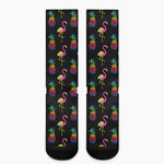 Rainbow Pineapple And Flamingo Print Crew Socks