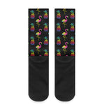 Rainbow Pineapple And Flamingo Print Crew Socks
