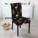 Rainbow Pineapple And Flamingo Print Dining Chair Slipcover