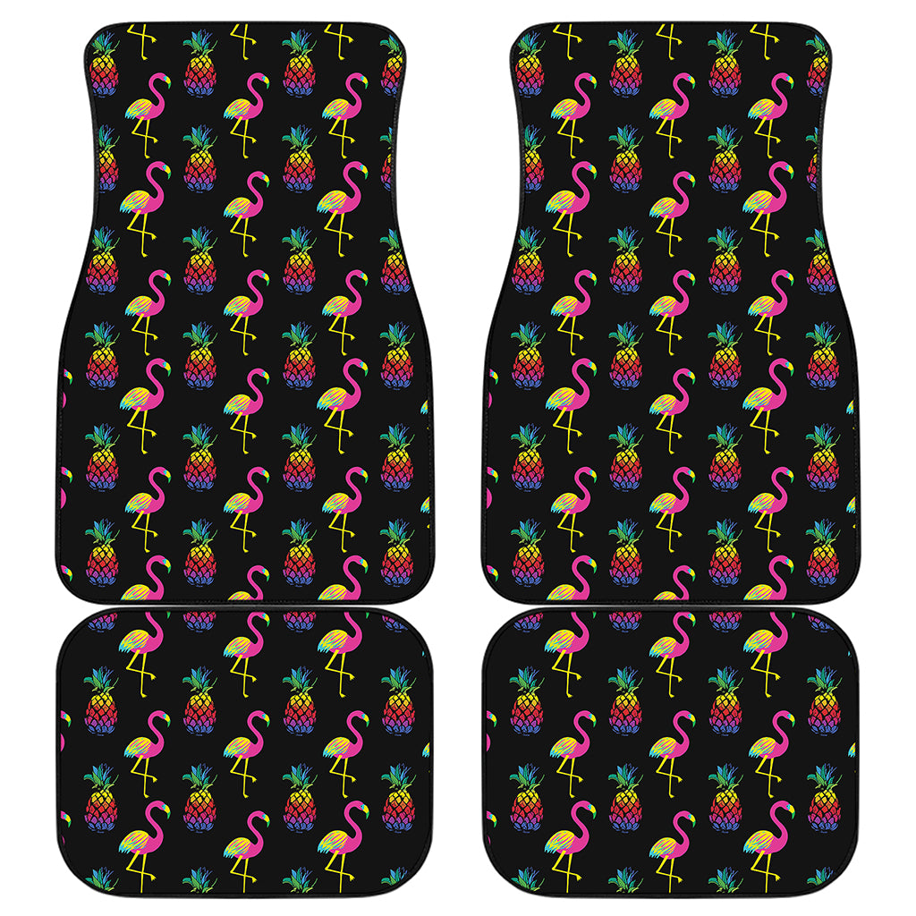 Rainbow Pineapple And Flamingo Print Front and Back Car Floor Mats