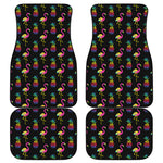 Rainbow Pineapple And Flamingo Print Front and Back Car Floor Mats