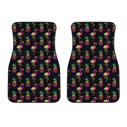 Rainbow Pineapple And Flamingo Print Front Car Floor Mats