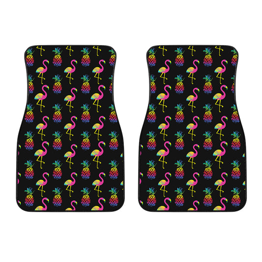 Rainbow Pineapple And Flamingo Print Front Car Floor Mats
