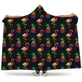 Rainbow Pineapple And Flamingo Print Hooded Blanket