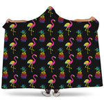 Rainbow Pineapple And Flamingo Print Hooded Blanket