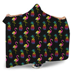 Rainbow Pineapple And Flamingo Print Hooded Blanket