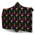 Rainbow Pineapple And Flamingo Print Hooded Blanket