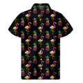 Rainbow Pineapple And Flamingo Print Men's Short Sleeve Shirt