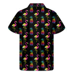 Rainbow Pineapple And Flamingo Print Men's Short Sleeve Shirt