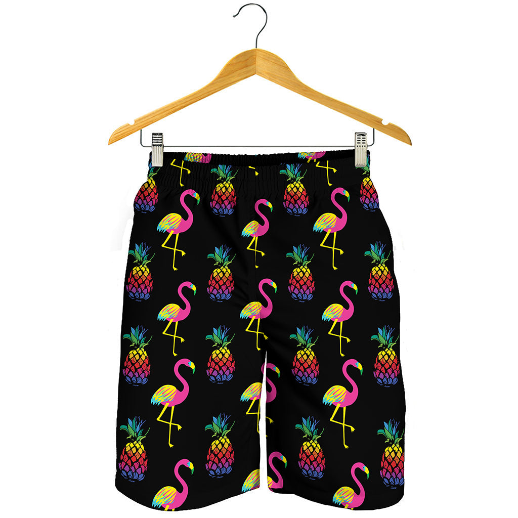 Rainbow Pineapple And Flamingo Print Men's Shorts
