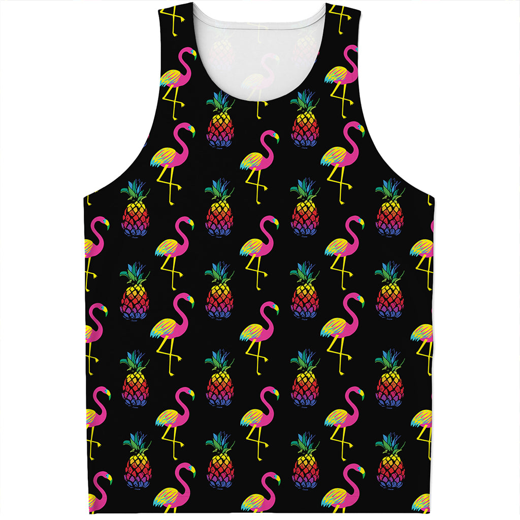Rainbow Pineapple And Flamingo Print Men's Tank Top
