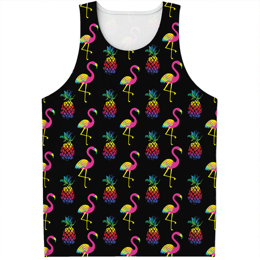 Rainbow Pineapple And Flamingo Print Men's Tank Top