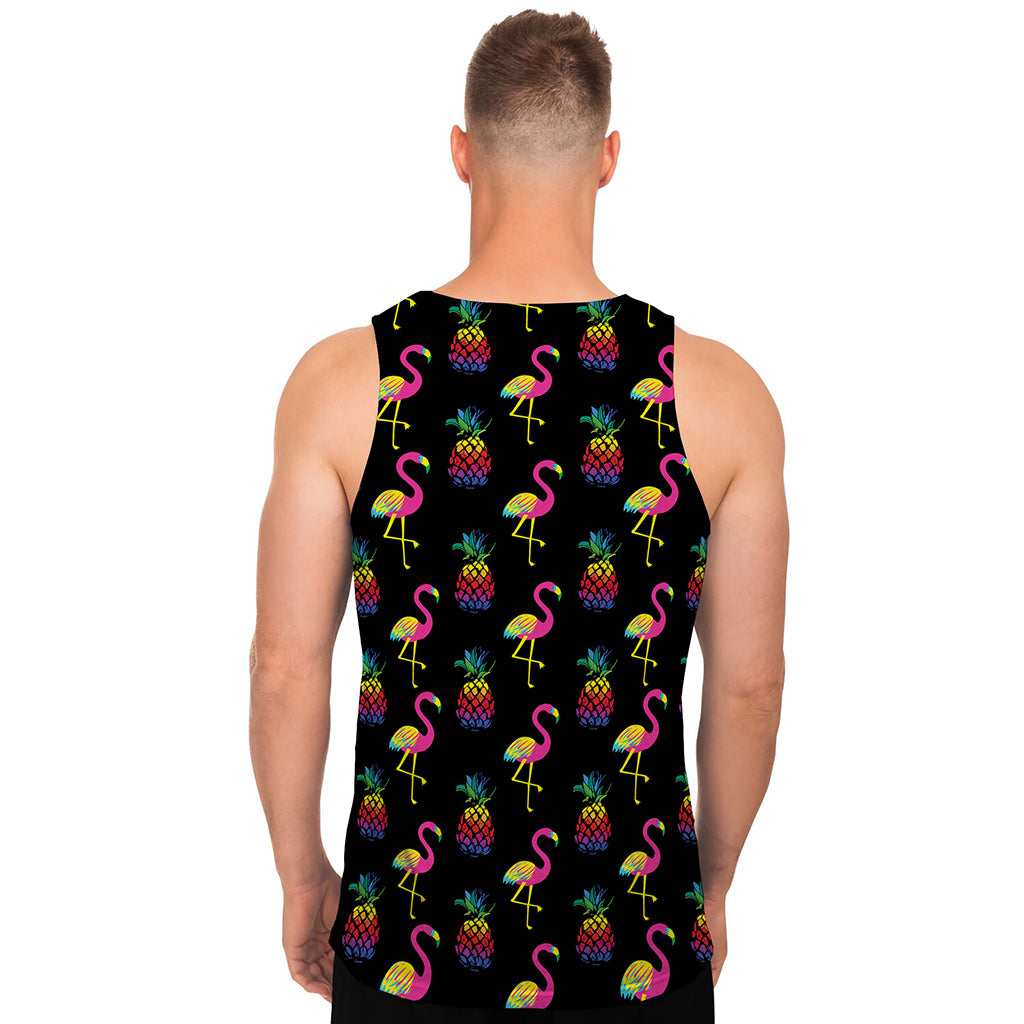 Rainbow Pineapple And Flamingo Print Men's Tank Top