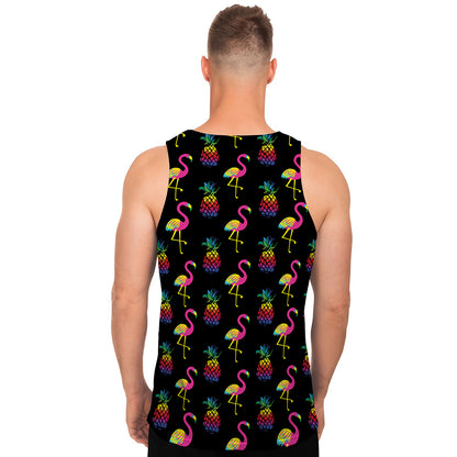 Rainbow Pineapple And Flamingo Print Men's Tank Top