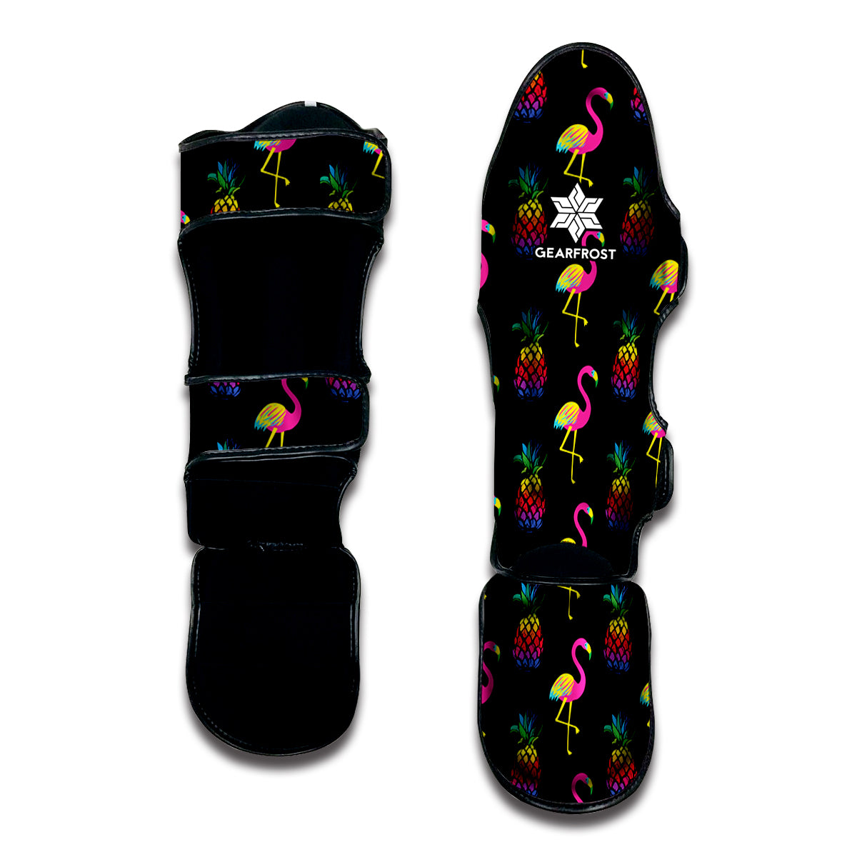 Rainbow Pineapple And Flamingo Print Muay Thai Shin Guard