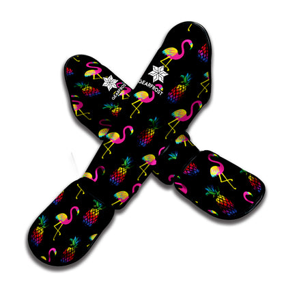 Rainbow Pineapple And Flamingo Print Muay Thai Shin Guard