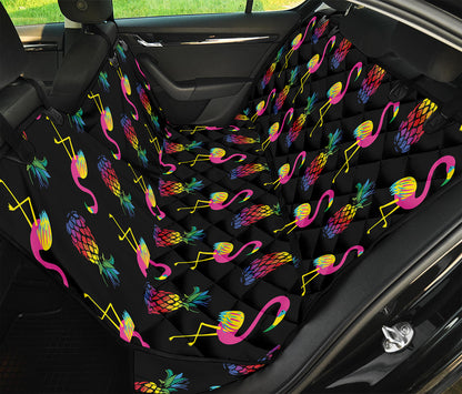 Rainbow Pineapple And Flamingo Print Pet Car Back Seat Cover