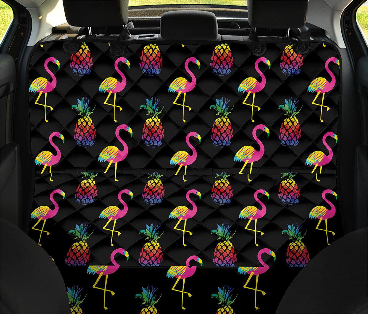 Rainbow Pineapple And Flamingo Print Pet Car Back Seat Cover