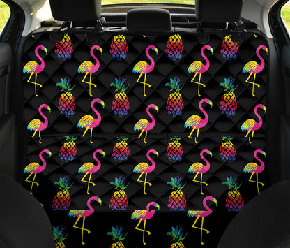 Rainbow Pineapple And Flamingo Print Pet Car Back Seat Cover