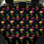 Rainbow Pineapple And Flamingo Print Pet Car Back Seat Cover