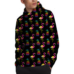 Rainbow Pineapple And Flamingo Print Pullover Hoodie