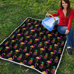 Rainbow Pineapple And Flamingo Print Quilt
