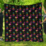 Rainbow Pineapple And Flamingo Print Quilt
