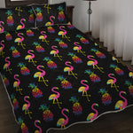 Rainbow Pineapple And Flamingo Print Quilt Bed Set