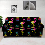 Rainbow Pineapple And Flamingo Print Sofa Cover