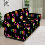 Rainbow Pineapple And Flamingo Print Sofa Cover