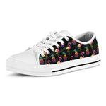 Rainbow Pineapple And Flamingo Print White Low Top Shoes