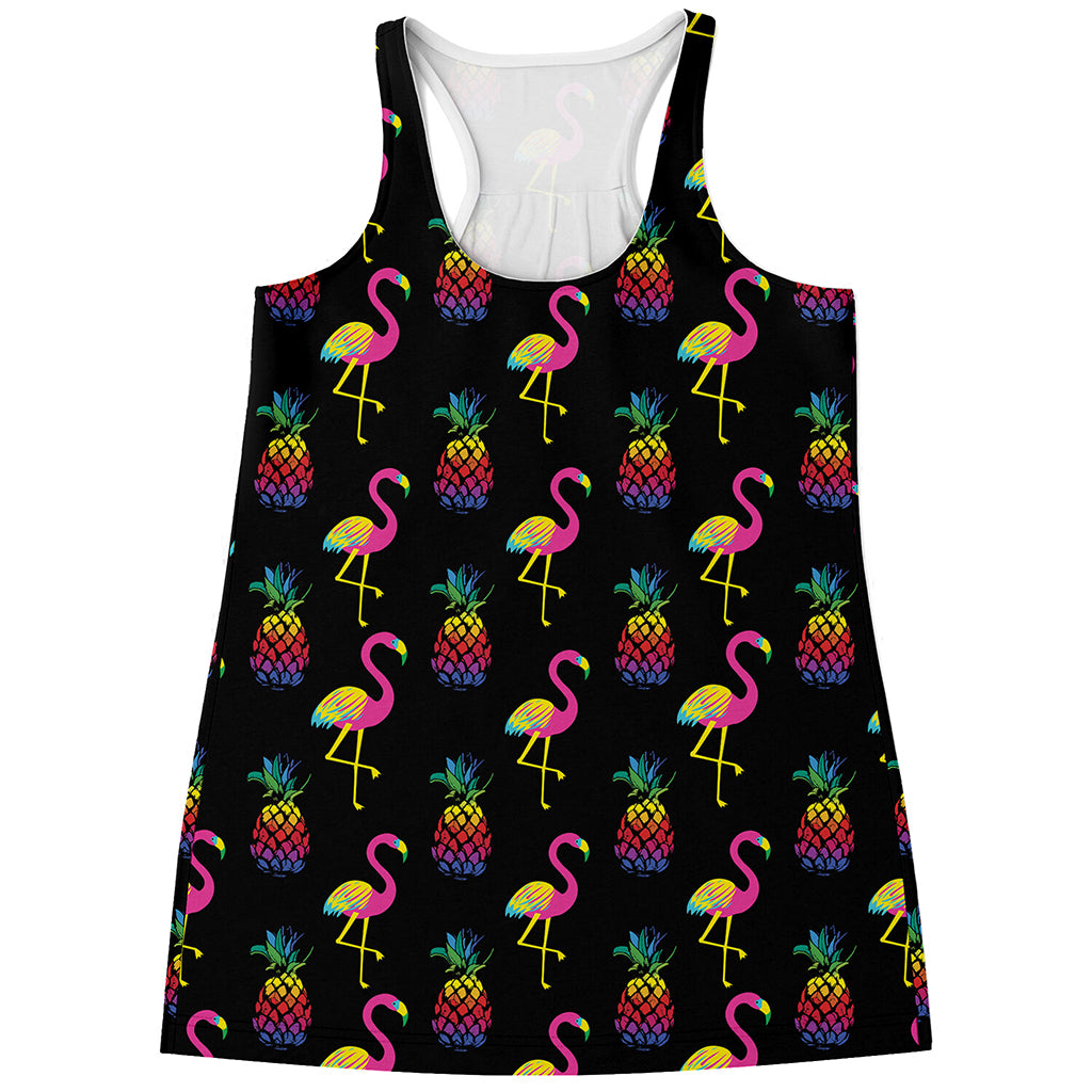 Rainbow Pineapple And Flamingo Print Women's Racerback Tank Top