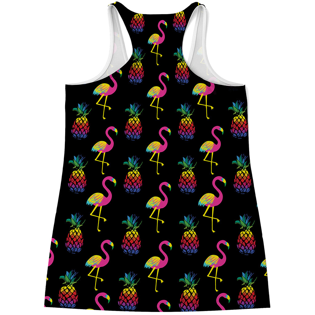 Rainbow Pineapple And Flamingo Print Women's Racerback Tank Top