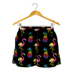Rainbow Pineapple And Flamingo Print Women's Shorts