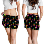 Rainbow Pineapple And Flamingo Print Women's Shorts