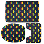 Rainbow Pixel 8-Bit LGBT Pride Heart 3 Piece Bath Mat Set
