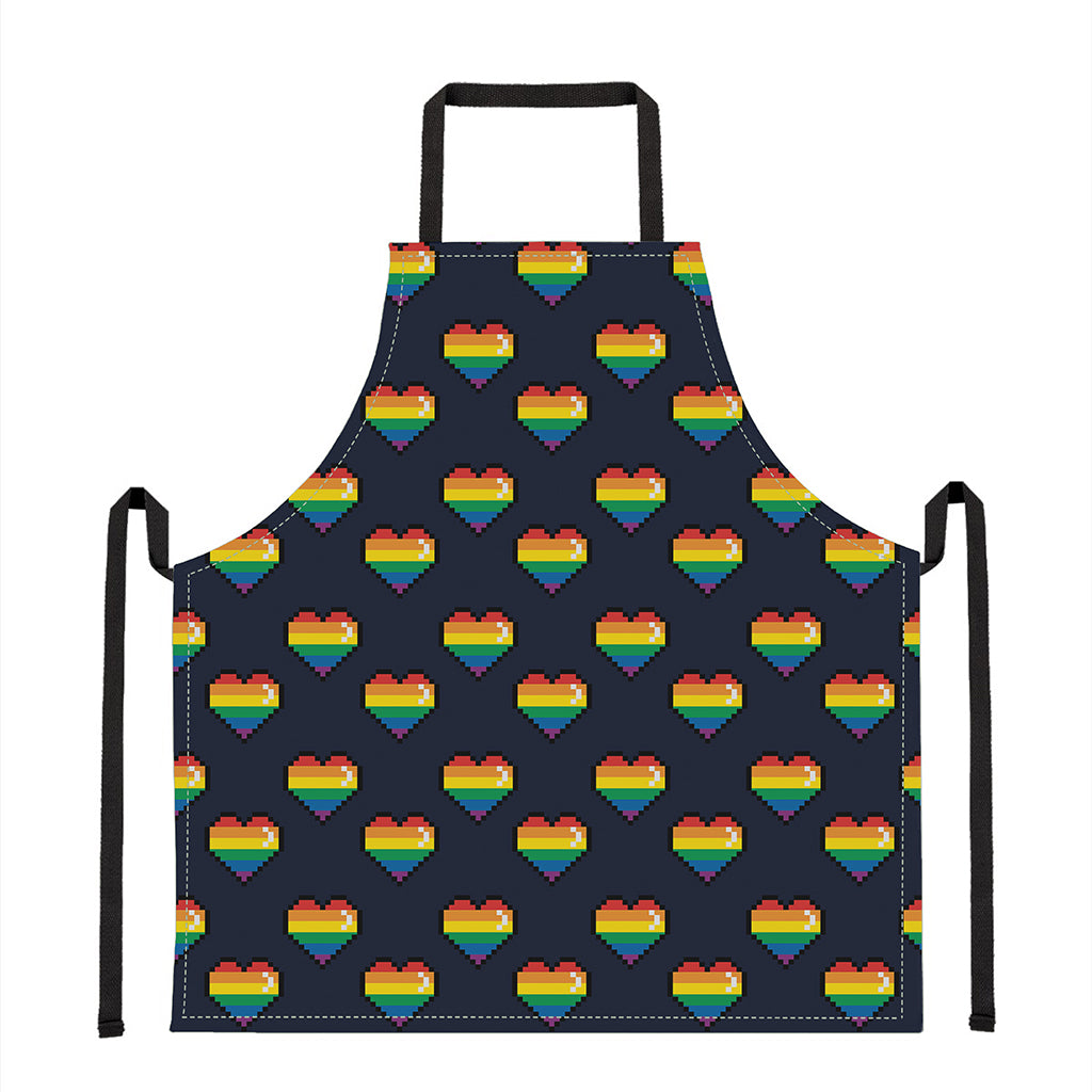 Rainbow Pixel 8-Bit LGBT Pride Heart Apron