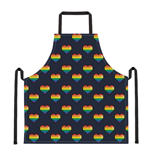 Rainbow Pixel 8-Bit LGBT Pride Heart Apron