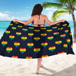 Rainbow Pixel 8-Bit LGBT Pride Heart Beach Sarong Wrap