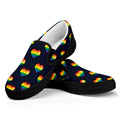 Rainbow Pixel 8-Bit LGBT Pride Heart Black Slip On Sneakers