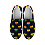 Rainbow Pixel 8-Bit LGBT Pride Heart Black Slip On Shoes