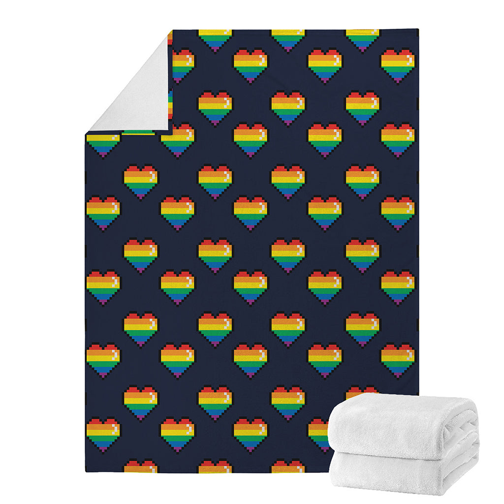 Rainbow Pixel 8-Bit LGBT Pride Heart Blanket